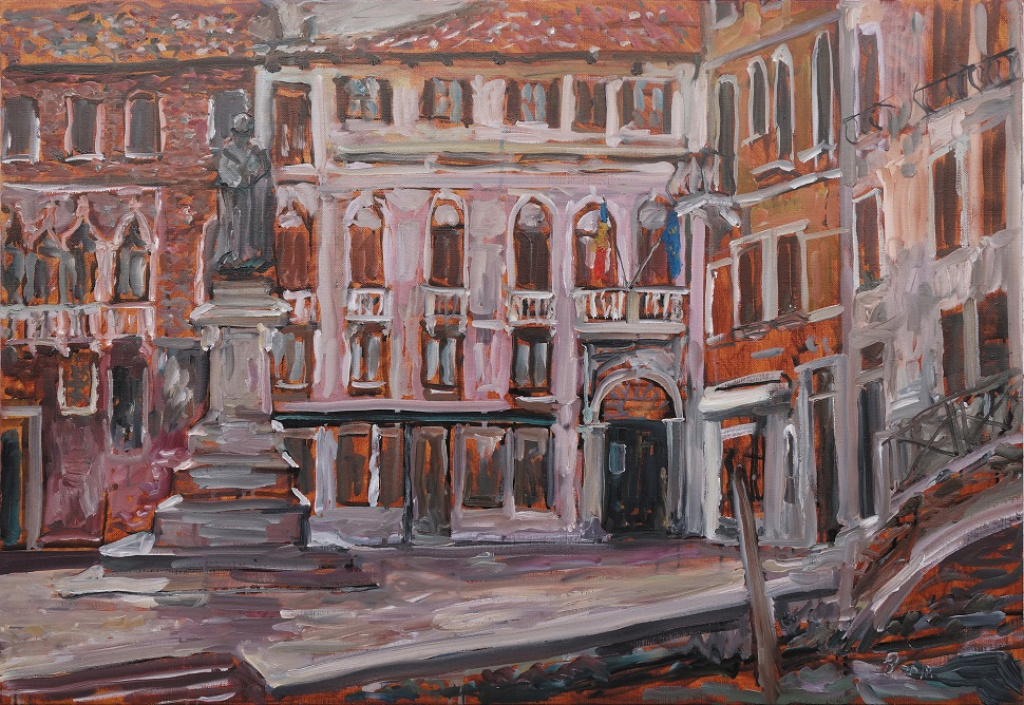 sorin scurtulescu palazzo correr 2018 oil on canvas 63x91cm